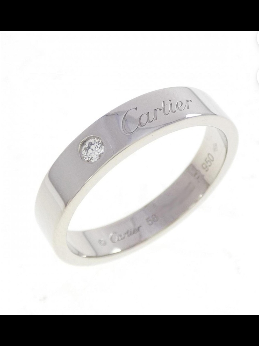 Sterling Silver, Diamond Band Ring - Engraved. Size 6